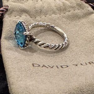 David Yurman Cable Classic Ring With Blue Topaz Size 7